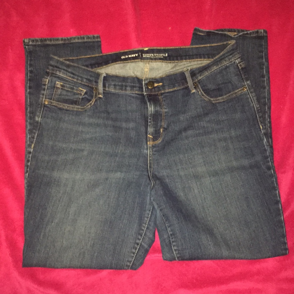 Dark wash CURVY MID-RISE STRAIGHT LEG JEANS